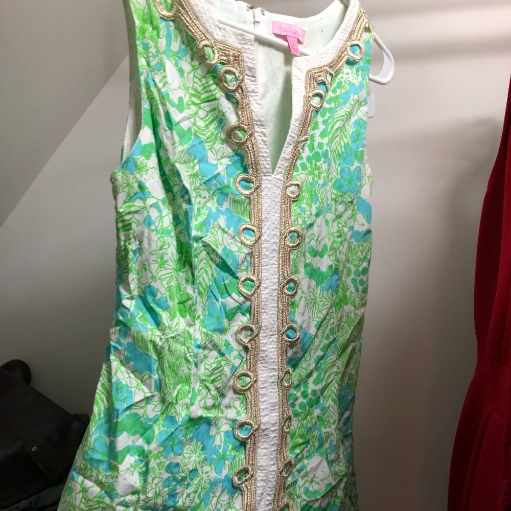 lily pulizter blue green floral dress
